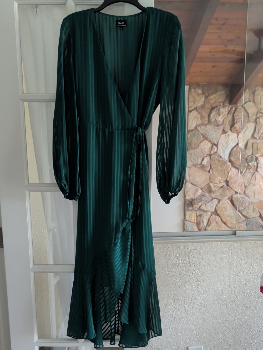 Bardot Emerald Green Long Sleeve Wrap Midi Dress
